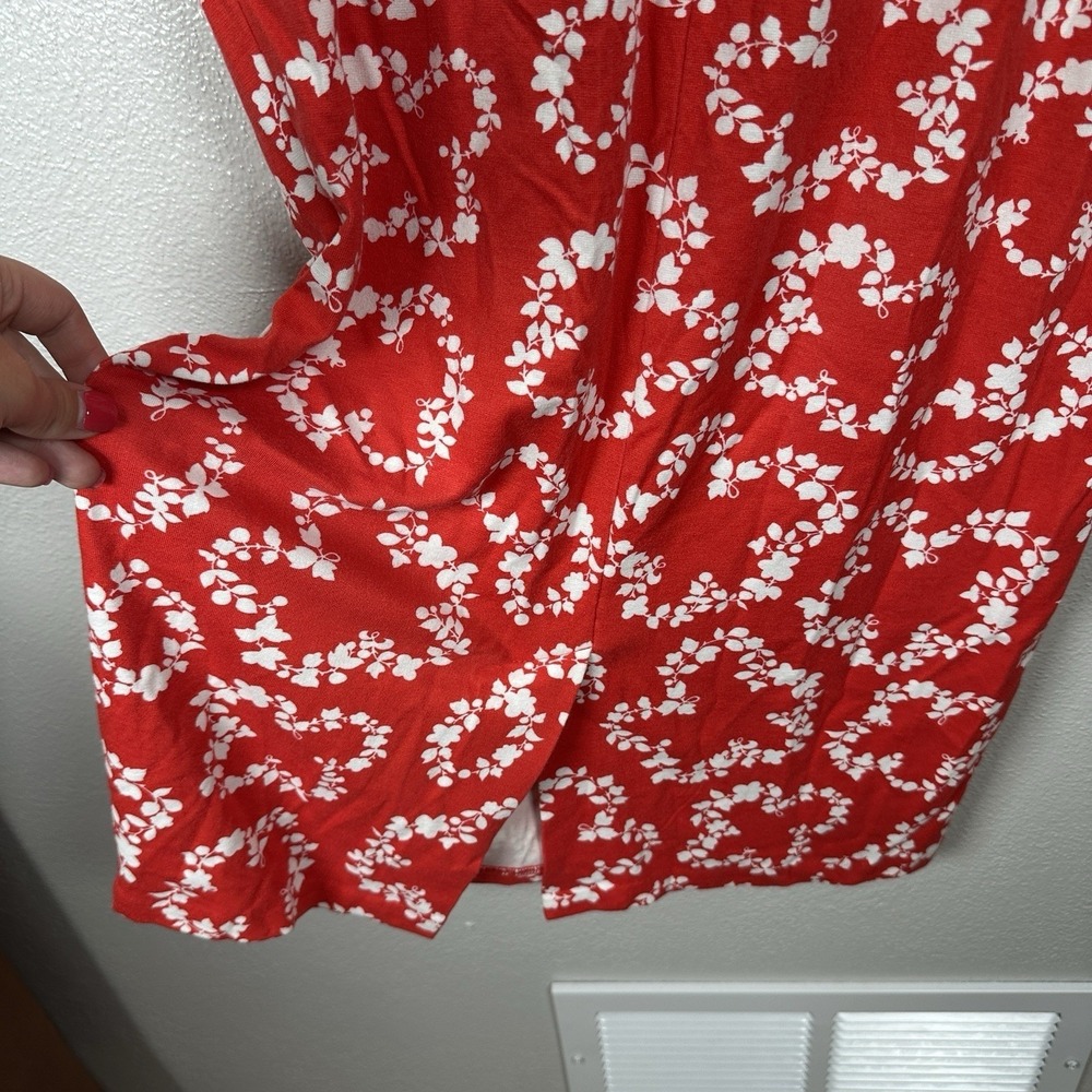 Boden Vanessa Jersey Midi Dress Womens 10Petite Red Floral Pockets J0125 Resort - Picture 5 of 7